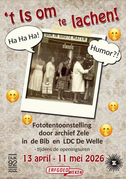 Affiche fototentoonstelling door Archief Zele in de bib en LDC De Welle 