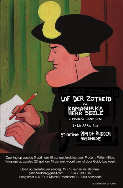 Herr Seele en Kamagurka  voor de expo 'Lof der Zotheid'