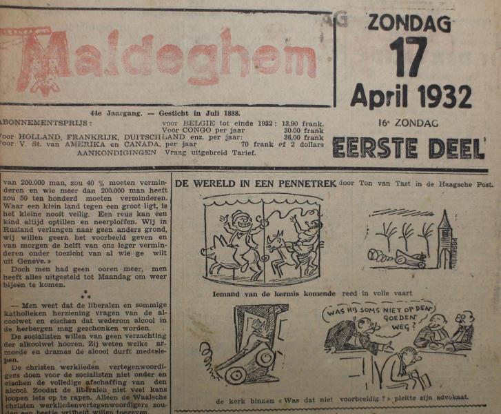Afbeelding van een gedeeltelijke voorpagina 't Getrouwe Maldegem