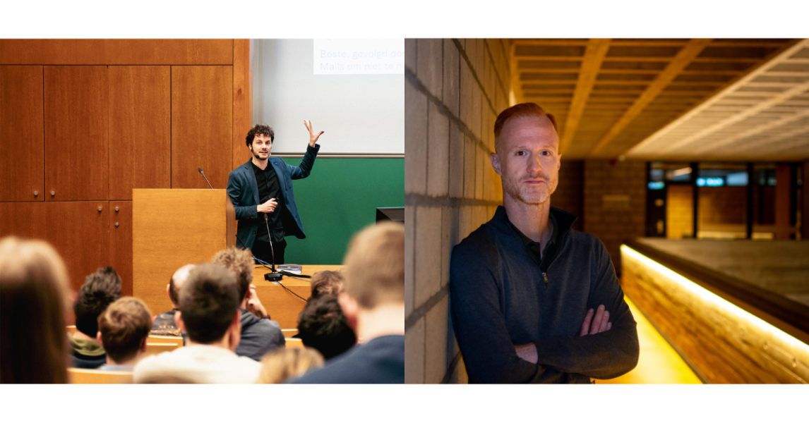 professor Thomas Winters houdt een lezing, portretfoto van professor Bert Oben
