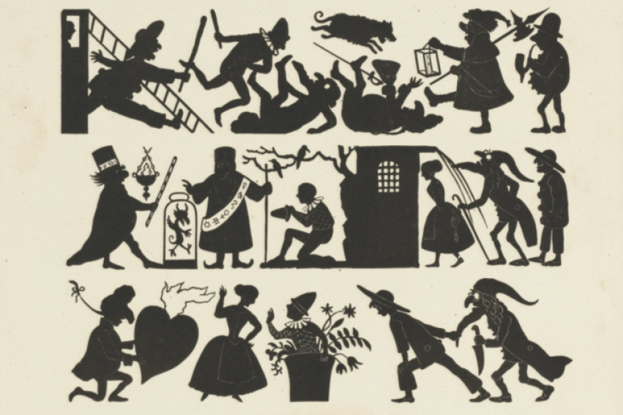 Harlekijn en Colombine, Franz Graf von Pocci, 1843-ca. 1920. Collectie Rijksmuseum via Rijksstudio, RP-P-OB-201.348, publiek domein